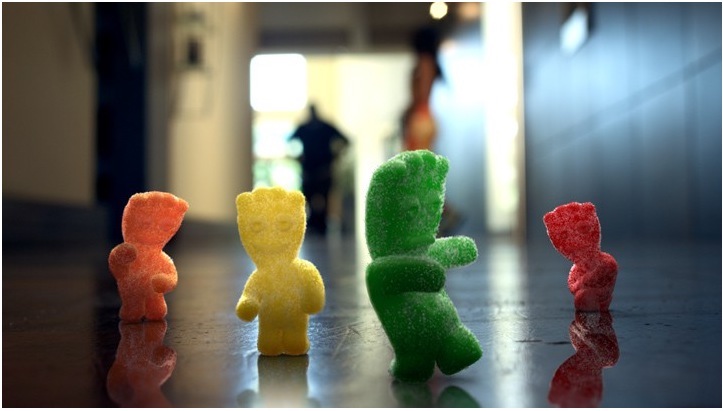 Image shows the Sour Patch sweets dancing in a commercial designed by David Hulin