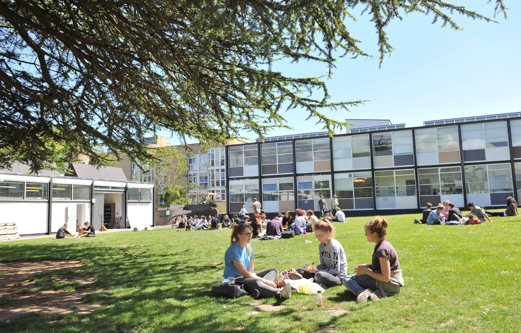 Outside the UCA Canterbury campus on a sunny day