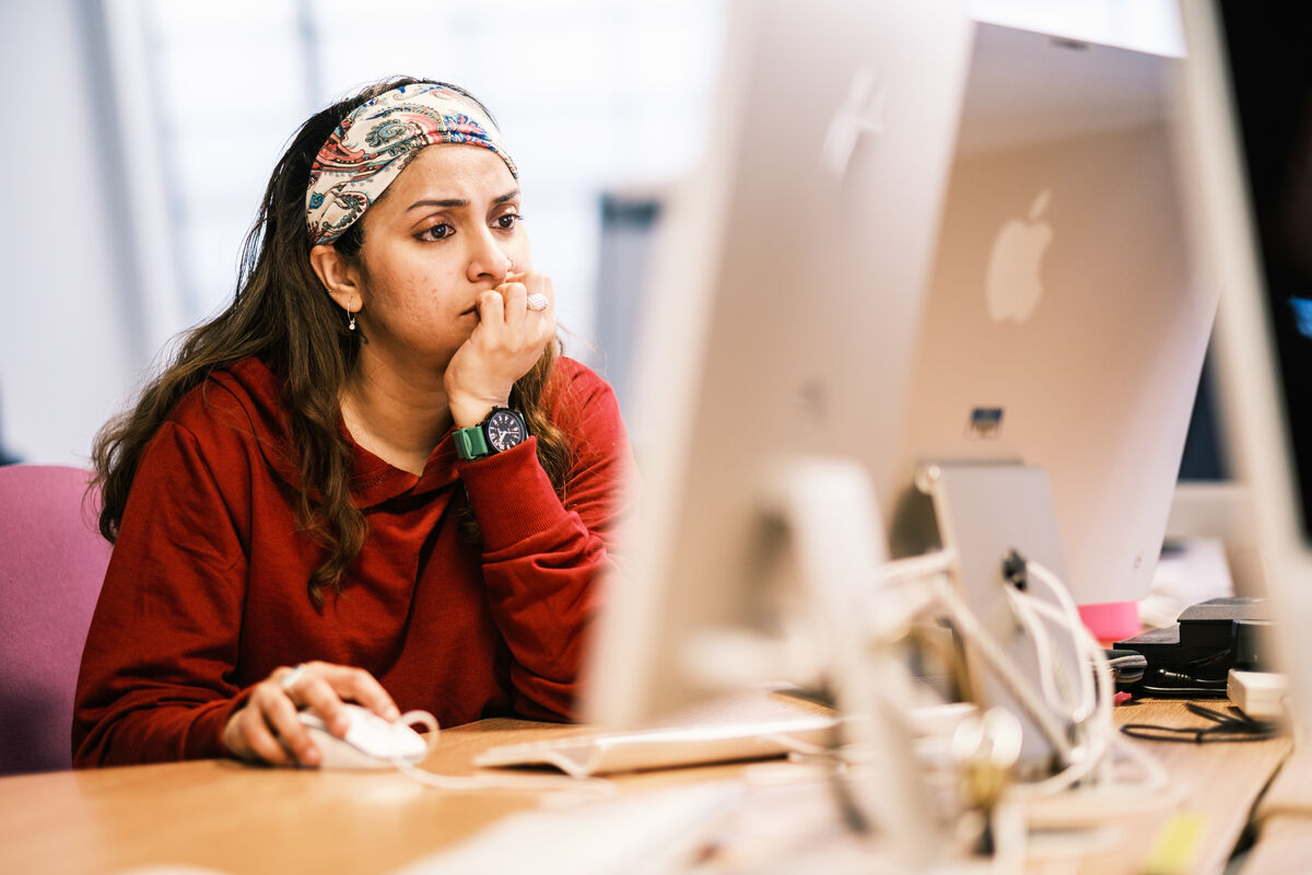 Student working on an iMac