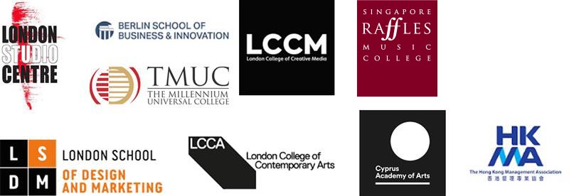 A composite image of the many partners UCA has around the UK and the world
