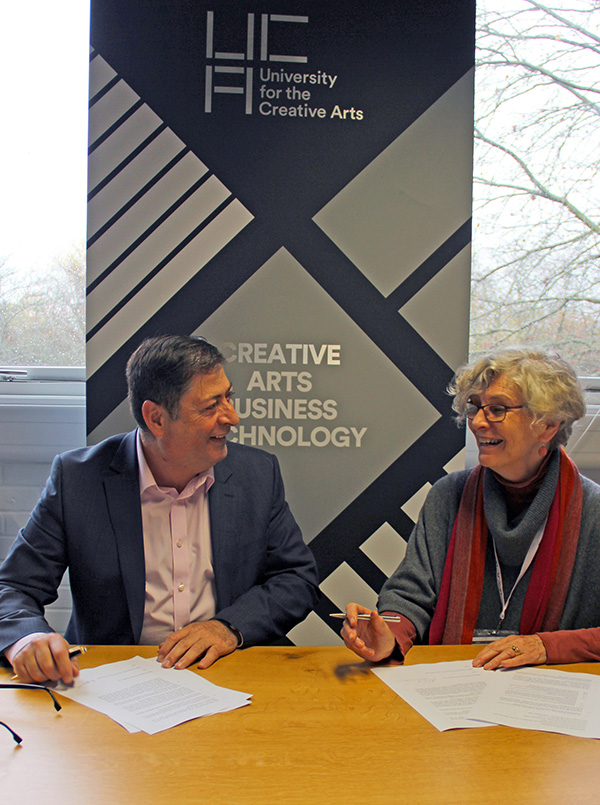UCA Vice-Chancellor Bashir Makhoul and New Ashgate Gallery Chair of Trustees Norma Corkish