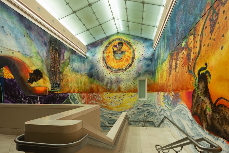 Chris Ofili, Requiem, 2023 (detail) commissioned for Tate Britain’s north staircase © Chris Ofili. Courtesy the artist. Photograph: Thierry Bal