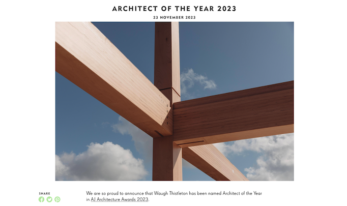 Waugh Thistleton Architects 'Architect of the Year 2023'