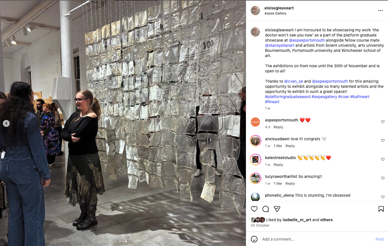 Eloise Gleave's Instagram post Eloise Gleave's Instagram post