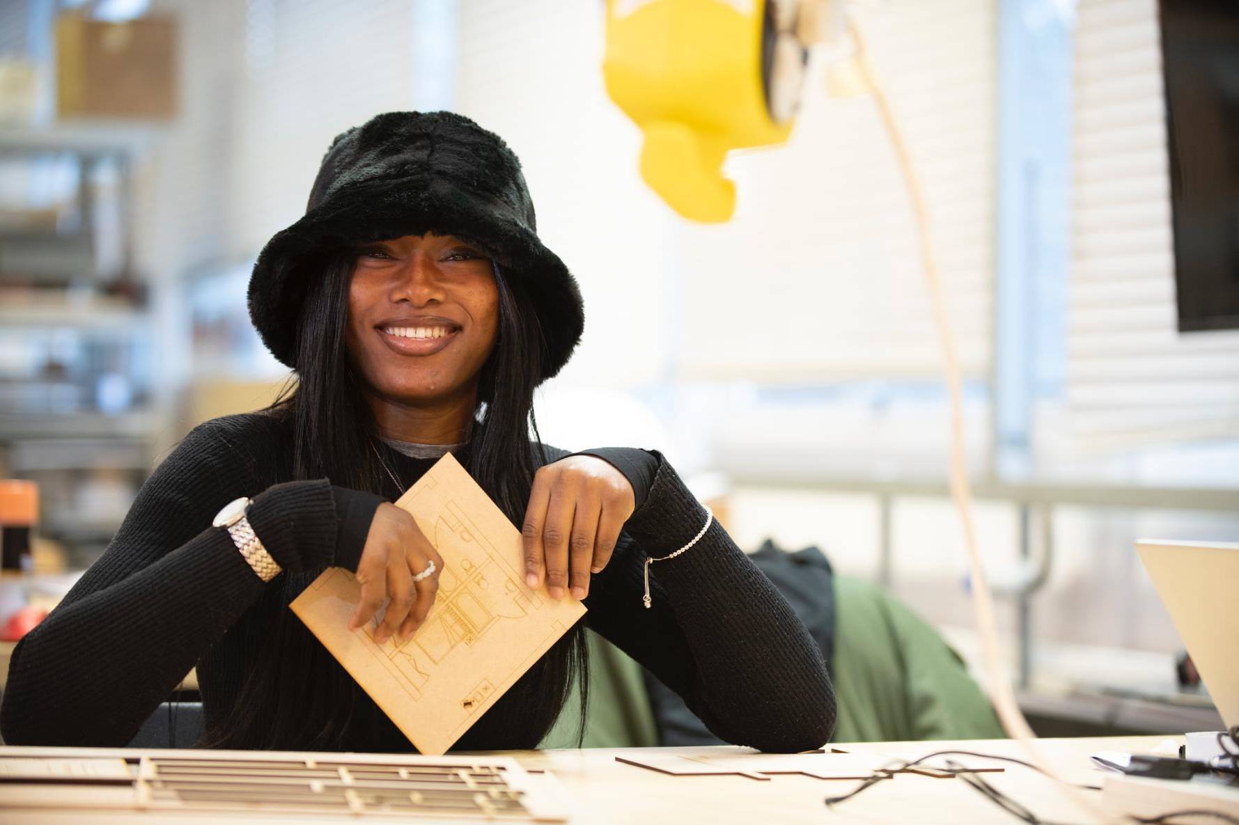 Student working in an architecture studio