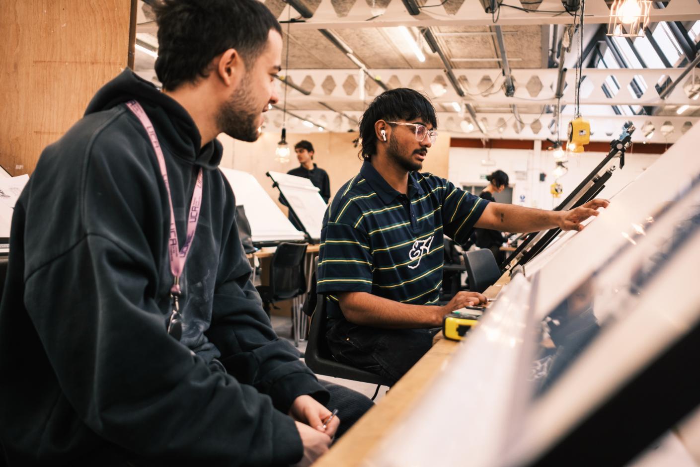 Students working in an architecture studio