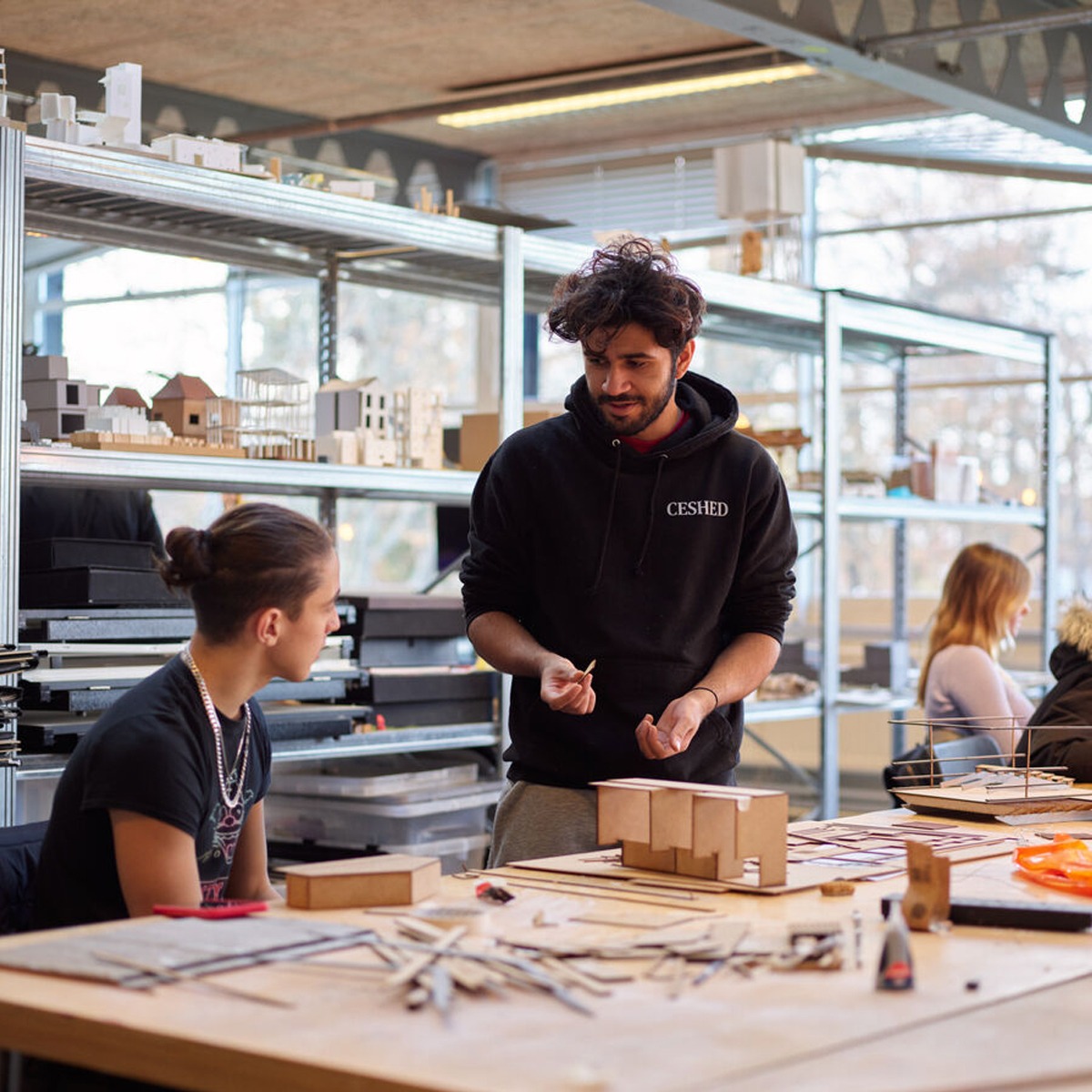 Students in an architecture studio