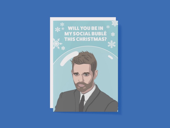 One of Craig’s Christmas card designs featuring singer Michael Bublé